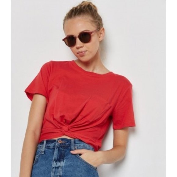 Forever 21 Red Knot Crop Top - Picture 1 of 3